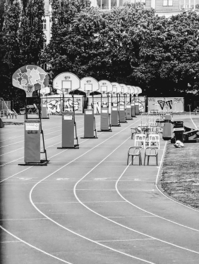 Baskeballkörbe, Friedrich-Ludwig-Jahnsportpark, Prenzlauer Berg, Berlin, Juni 2024