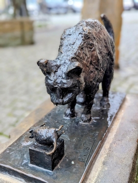 Katze und Maus, Bernau, Brandenburg, Oktober 2023