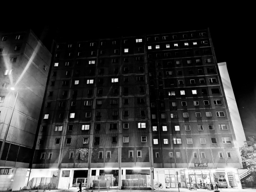 Plattenbau, Memhardstraße, Mitte, Berlin, Mai 2024