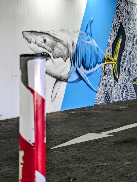 Shark, ENNICOLOR, Urban Canvas Parkhaus Wedding, Gesundbrunnen, Berlin, August 2024