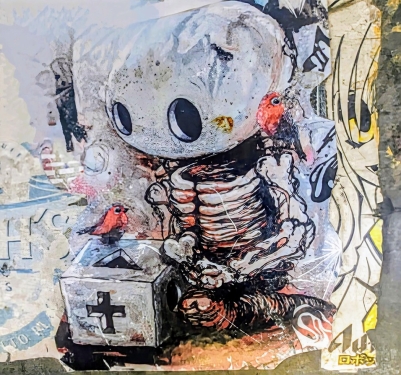 Paste-up, Sie Nannten Ihn Keule,  Schaufenstersims, Oderberger Straße, Prenzlauer Berg, Berlin, Mai 2024